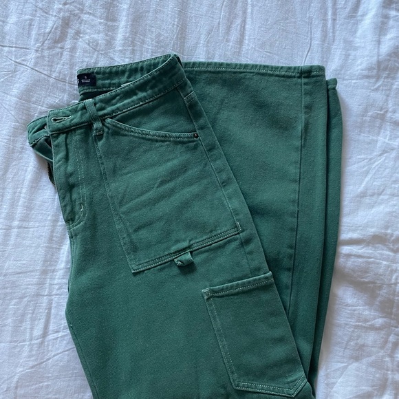 Lioness Green Denim Cargo Pants Size S - Picture 1 of 2